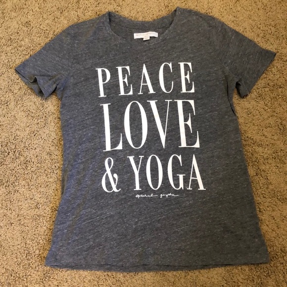 Spiritual Gangster Tops - Peace Love & Yoga Vintage Gym Tee in Heather Grey